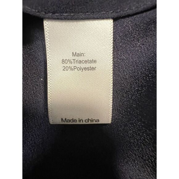 St. John Womens Small Dressy Top Navy Blue Asymmetrical Hem Short Sleeves Flowy - Picture 8 of 11